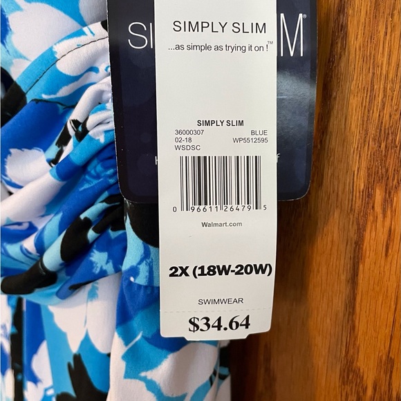 Catalina Simply Slim Blue Floral Swim Dress 2X NWT - Picture 3 of 8